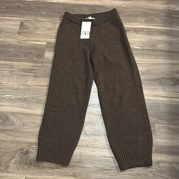 **NWT** Zara Straight Leg Knit Pants - Picture 5 of 7